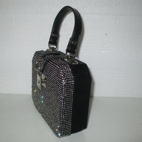 ALESSIA BLACK & CRYSTAL EVENING BAG❤️ - Picture 3 of 10